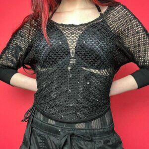 Fashion fair / Sparkly sheer mid sleeve sweater 🖤​​​​